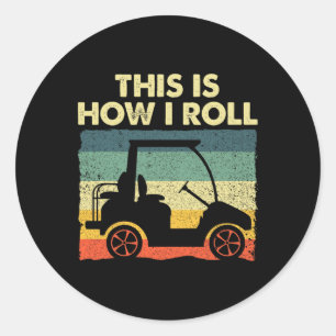 Funny Golf Cart Design for Men Women Kinder Golfer Ronde Sticker