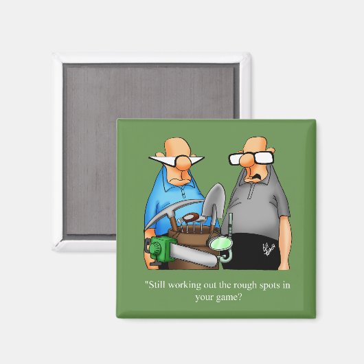 Funny Golf Cartoon Vierkant Magnet (Voorkant / Achterkant)
