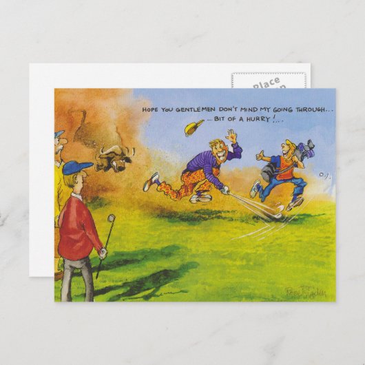 Funny golf chase briefkaart (Voorkant / Achterkant)