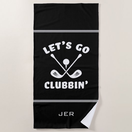 Funny Golf Club Humor Modern Golfer Sports Black Strandlaken (Voorkant)