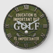 Funny Golf Decor Golfer Gift Rustic Grote Klok (Voorkant)