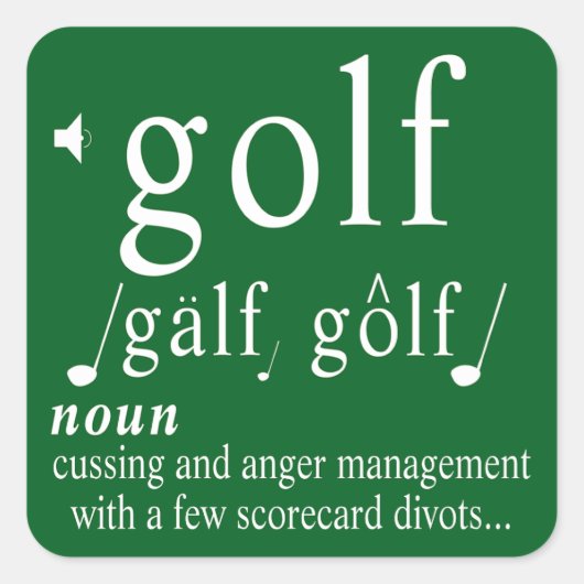 Funny Golf Definition Anger Management Humor Pun   Vierkante Sticker (Voorkant)