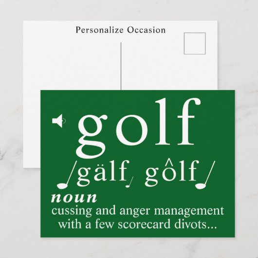 Funny Golf Definition Tee Anger Management Humor   Feestdagenkaart (Voorkant / Achterkant)