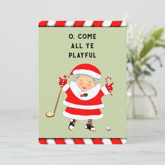 Funny Golf Feestdagenkaart (Staand voorkant)