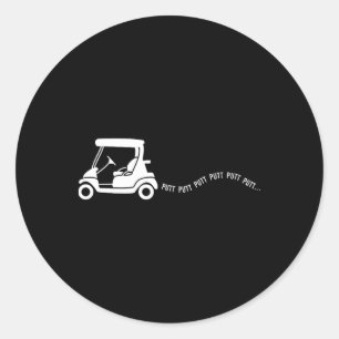 Funny Golf Gift Golfing Cart Joke Putt Birthday Go Ronde Sticker