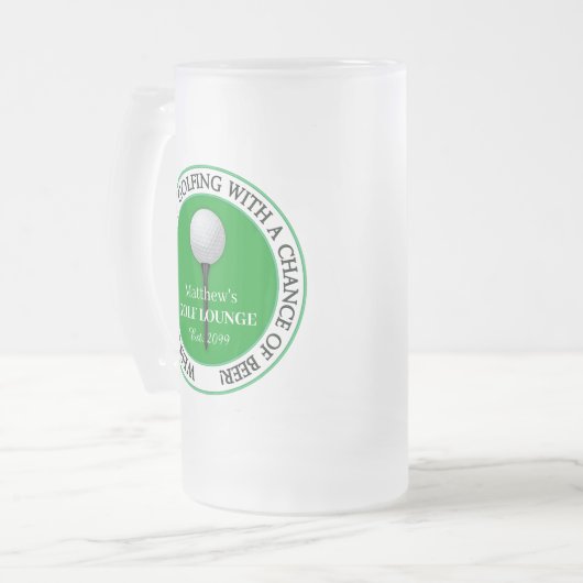 Funny Golf Golfing Golfer Ball T-shirt Matglas Bierpul (Voorkant links)