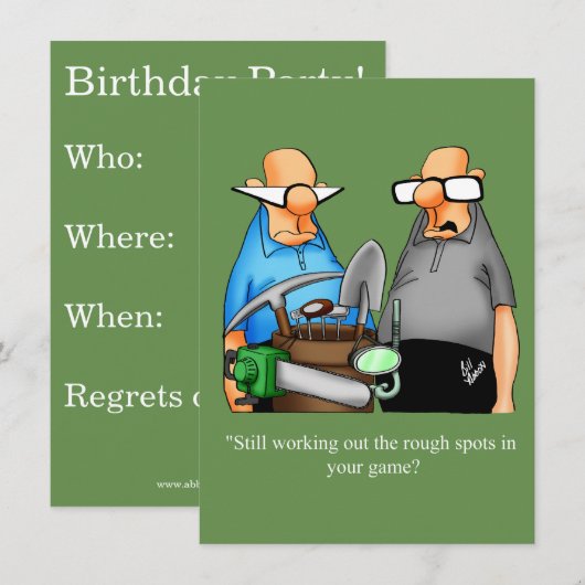 Funny Golf Humor Birthday Uitnodiging (Voorkant / Achterkant)
