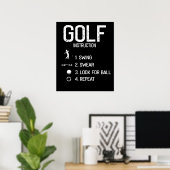 Funny Golf Instruction Poster (Thuiskantoor)