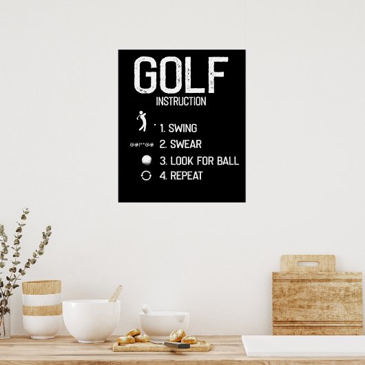 Funny Golf Instruction Poster (Keuken)