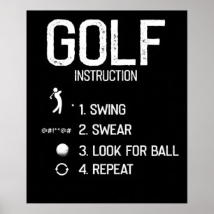 Funny Golf Instruction Poster