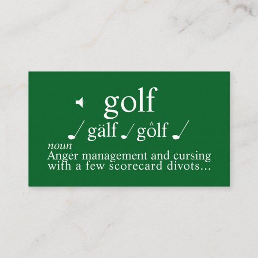 Funny Golf Instructor  Anger  Management on Green  Visitekaartje (Voorkant)