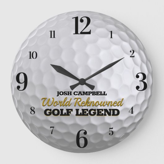 Funny Golf Legend Golf Ball gepersonaliseerd Grote Klok (Voorkant)
