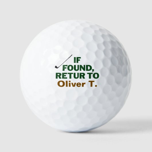 Funny Golf Lost And Found Dad Name Design Golfballen (Voorkant)