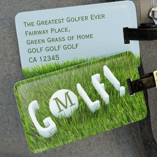Funny Golf Monogram Golfing Travel Bagagelabel