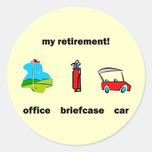 Funny golf pensionering ronde sticker (Voorkant)