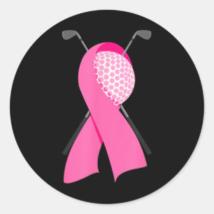 Funny Golf Pink Ribbon Breast Cancer Awareness Sup Ronde Sticker