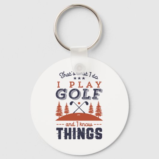 Funny Golf Player Golfer ik speel Golf ik ken ding Sleutelhanger (Voorkant)