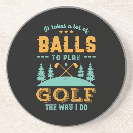 Funny Golf Player Golfer Lots of Balls Golfing Pun Zandsteen Onderzetter (Voorkant)