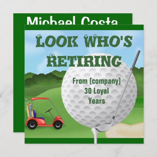 FUNNY Golf Retirement SJABLOON Kaart (Voorkant / Achterkant)