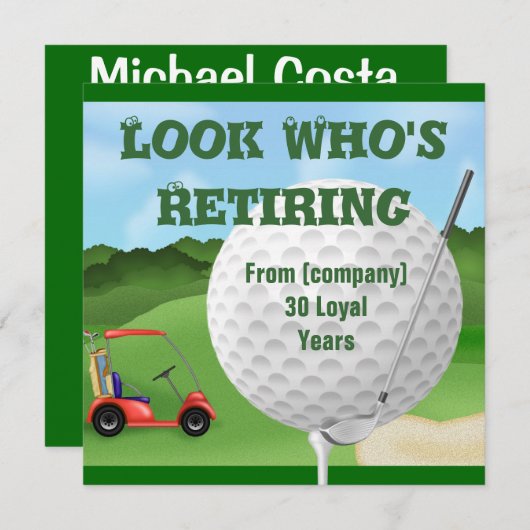 Funny Golf Retirement SJABLOON Kaart (Voorkant / Achterkant)