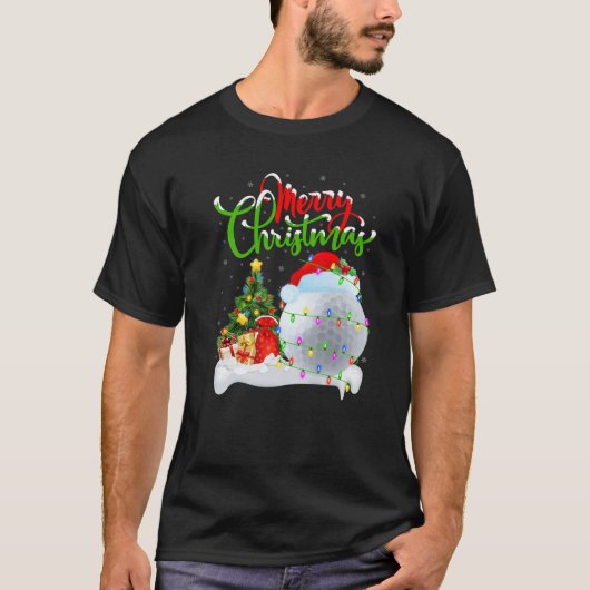 Funny Golf Sports Lover Xmas Lighting Golf Christm T-shirt (Voorkant)