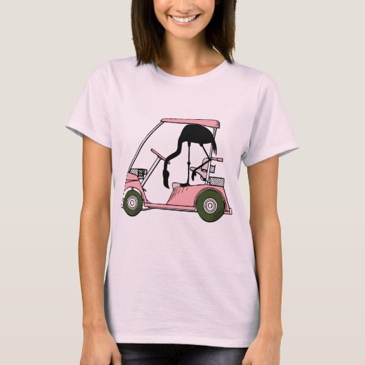 Funny Golf Theme Golf Cart Flamingo Golf Caddy T-shirt (Voorkant)