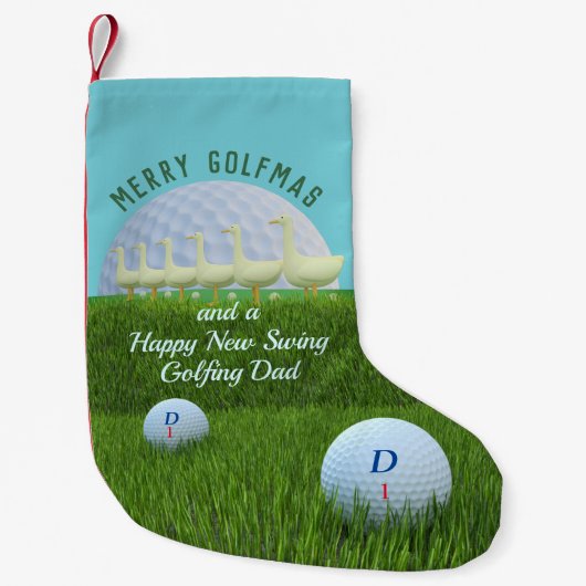 Funny Golf Theme Six Gese Kerstmis Stocking Kleine Kerstsok (Voorkant)