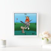Funny Golf Themed Wall Clock Vierkante Klok (Huis)