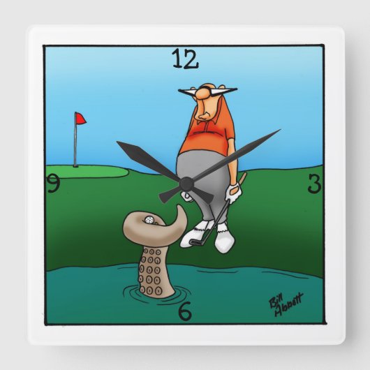 Funny Golf Themed Wall Clock Vierkante Klok (Voorkant)