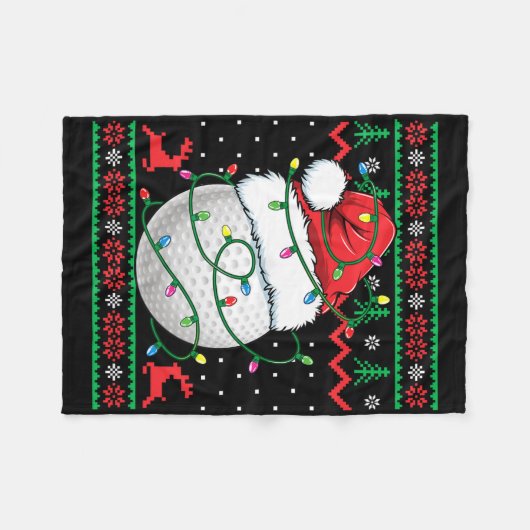 Funny Golf Ugly Christmas Sweater Womens Mens Golf Fleece Deken (Voorkant (Horizontaal))