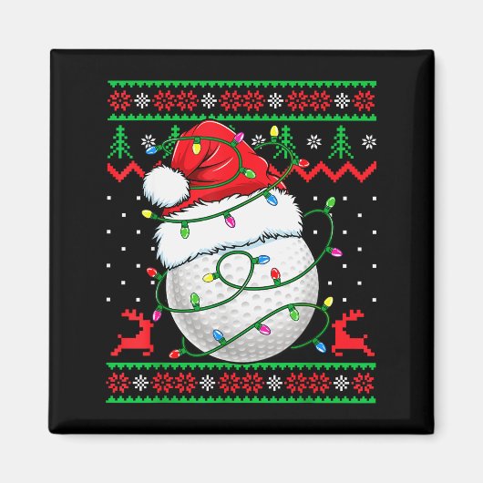 Funny Golf Ugly Christmas Sweater Womens Mens Golf Magneet (Voorkant)