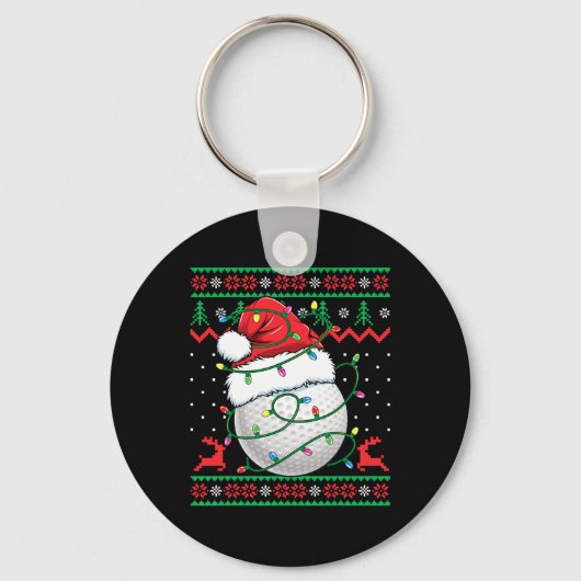 Funny Golf Ugly Christmas Sweater Womens Mens Golf Sleutelhanger (Voorkant)