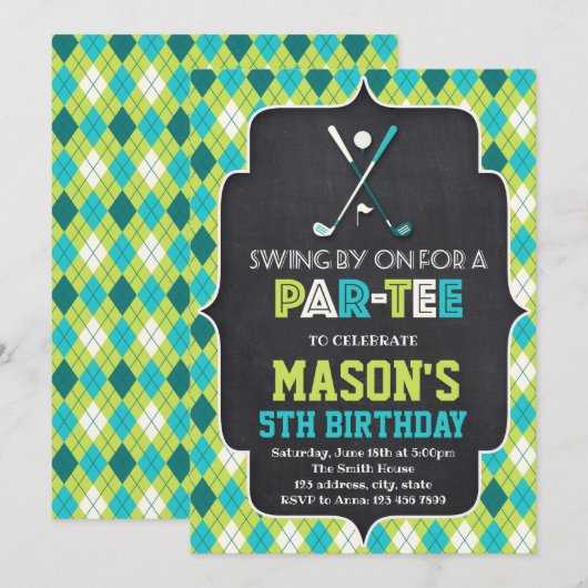 Funny golf-uitnodiging kaart (Voorkant / Achterkant)