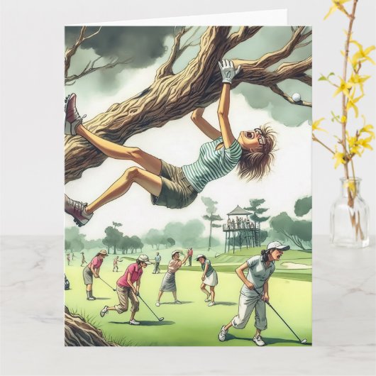 Funny Golf Wenskaart Kaart (Gele Bloem)