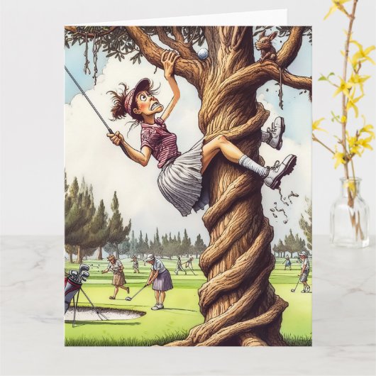 Funny Golf Wenskaart Kaart (Gele Bloem)