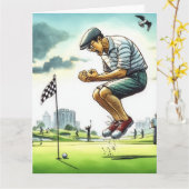Funny Golf Wenskaart Kaart (Gele Bloem)