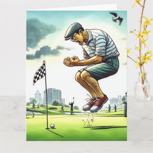 Funny Golf Wenskaart Kaart (Gele Bloem)