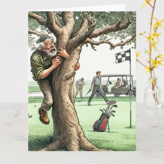 Funny Golf Wenskaart Kaart (Gele Bloem)