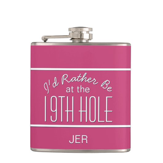 Funny Golfer 19th Hole Monogrammed Pink Girly Heupfles (Voorkant)