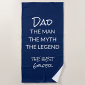 Funny Golfer Dad Navy Blue Custom Strandlaken (Voorkant)