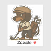 Funny Golfer Gift � Dachshund on the Tee Sticker (Vel)