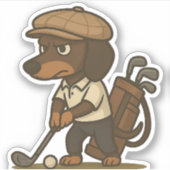 Funny Golfer Gift � Dachshund on the Tee Sticker (Voorkant)