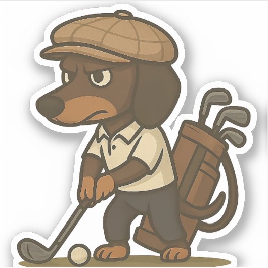 Funny Golfer Gift � Dachshund on the Tee Sticker (Voorkant)
