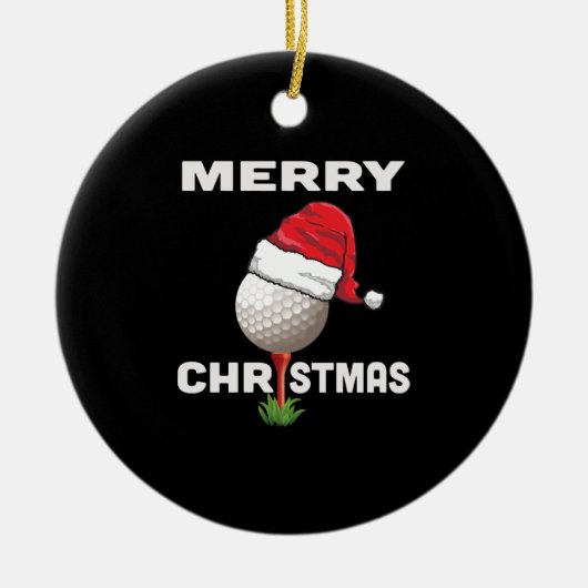 Funny Golfer Holiday Golf Ball-kerstgolfing Keramisch Ornament (Voorkant)