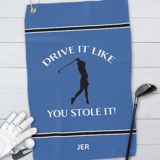 Funny Golfer Humor voor haar monogram sport Blue G Golfhanddoek
