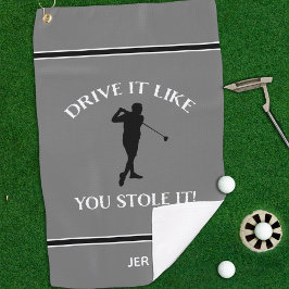 Funny Golfer Humor voor hem Monogram Sports Grey Golfhanddoek