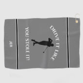 Funny Golfer Humor voor hem Monogram Sports Grey Golfhanddoek (Horizontaal)