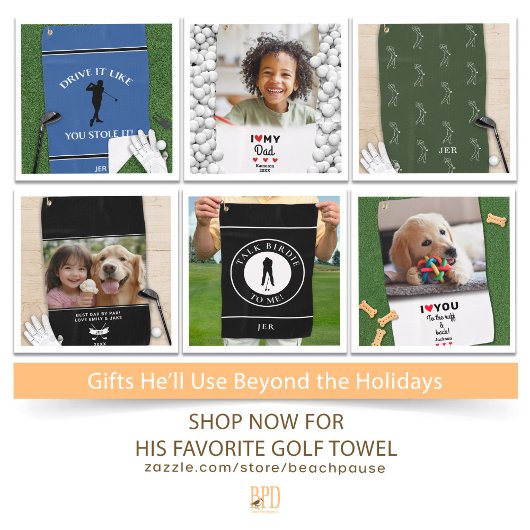 Funny Golfer Humor voor zijn monogram blauw Golfhanddoek