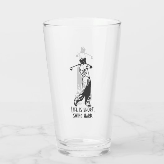 Funny Golfer Life Gezegde Retro Style Man Glas (Achterkant)