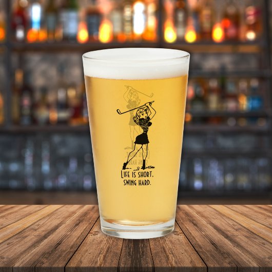Funny Golfer Life Gezegde Retro Style Meisje Glas